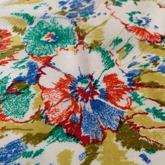 Vintage Boselli Floral Flower Print Trevira Italian Scarf Red Beige Blue Green - Picture 4 of 10
